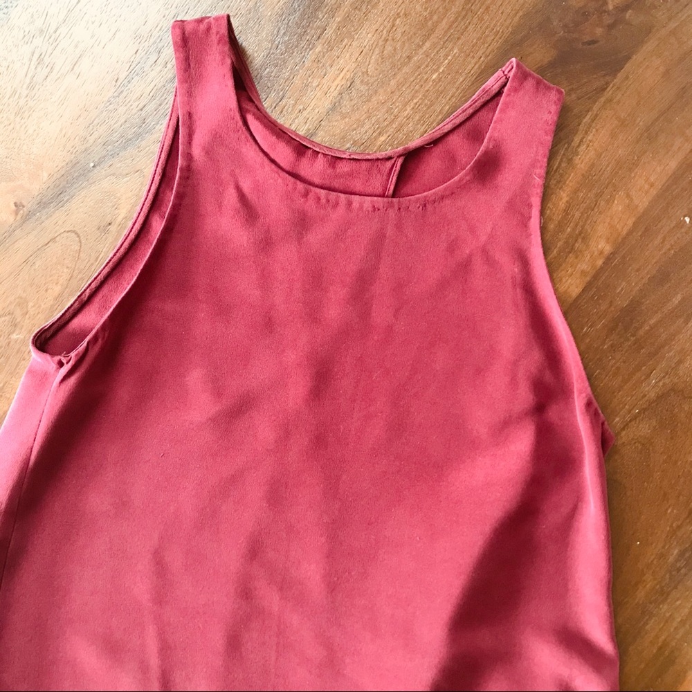 Aritzia Wilfred maroon open-back silk tank